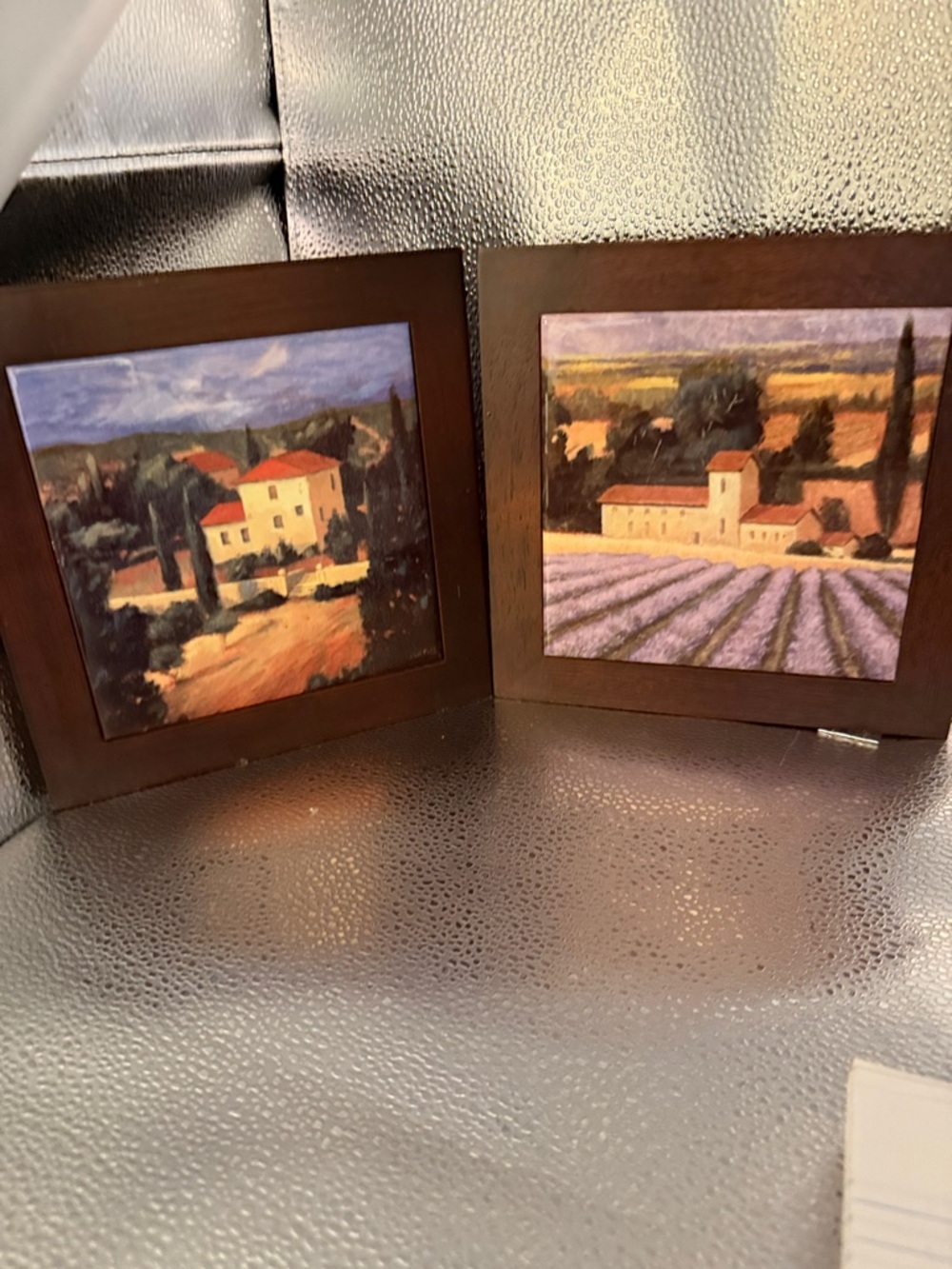 Vintage J Weins Tuscan Scenes Framed Tile Trivet Wall Art